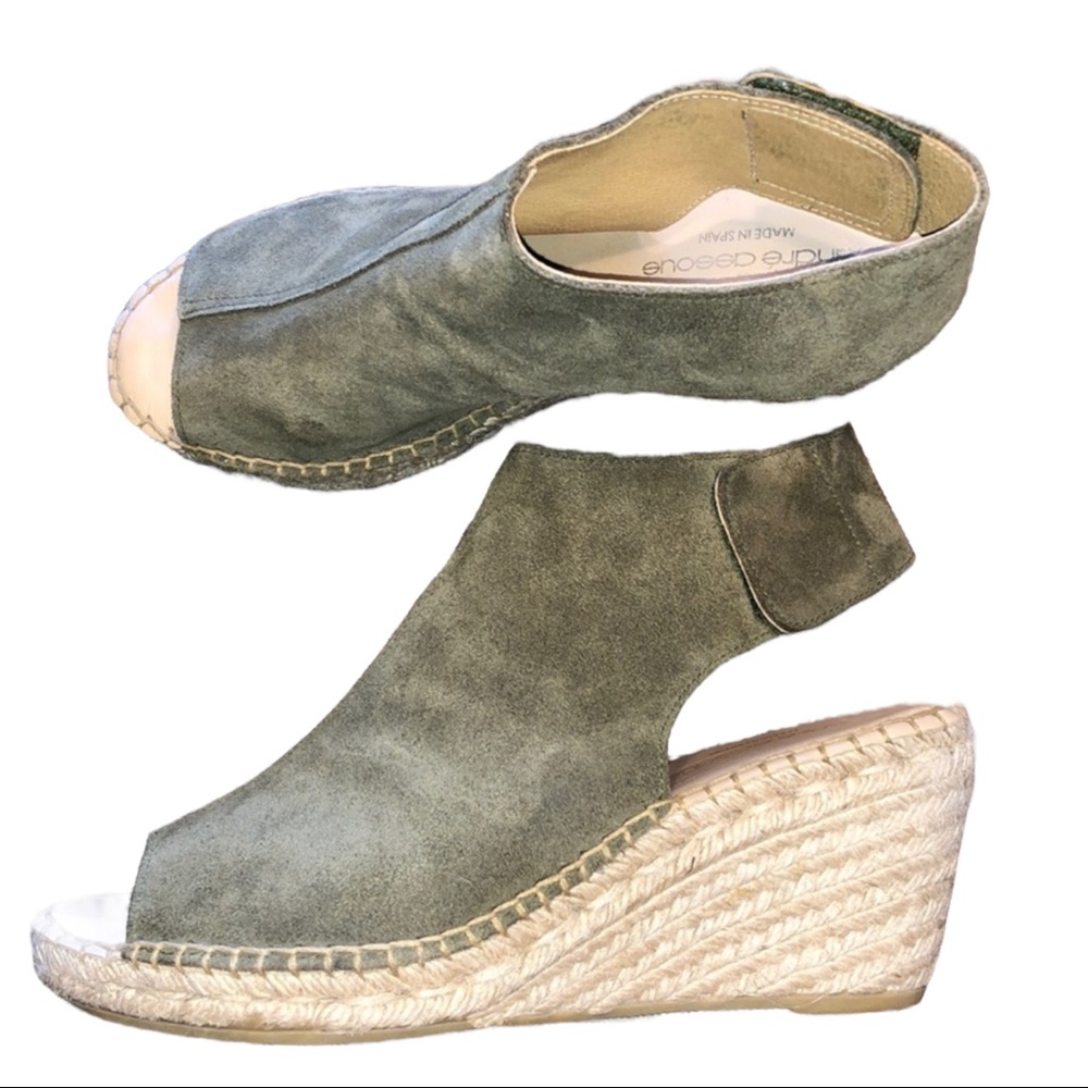 Andre Assous Suede Open Toe Espadrille Wedges